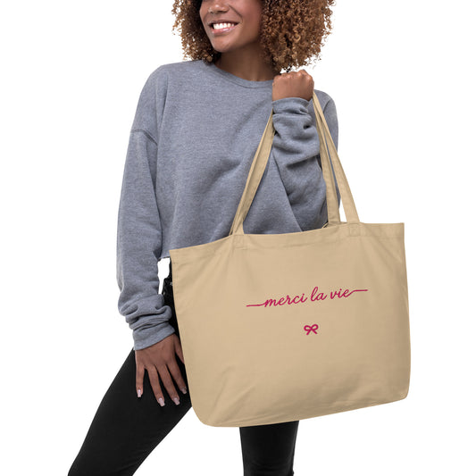 Tote Bag Grande Bio — Merci la Vie (ricamato)