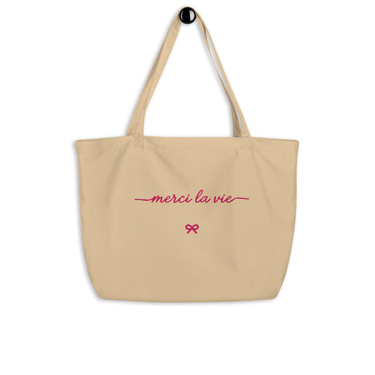 Tote Bag Grande Bio — Merci la Vie (ricamato)