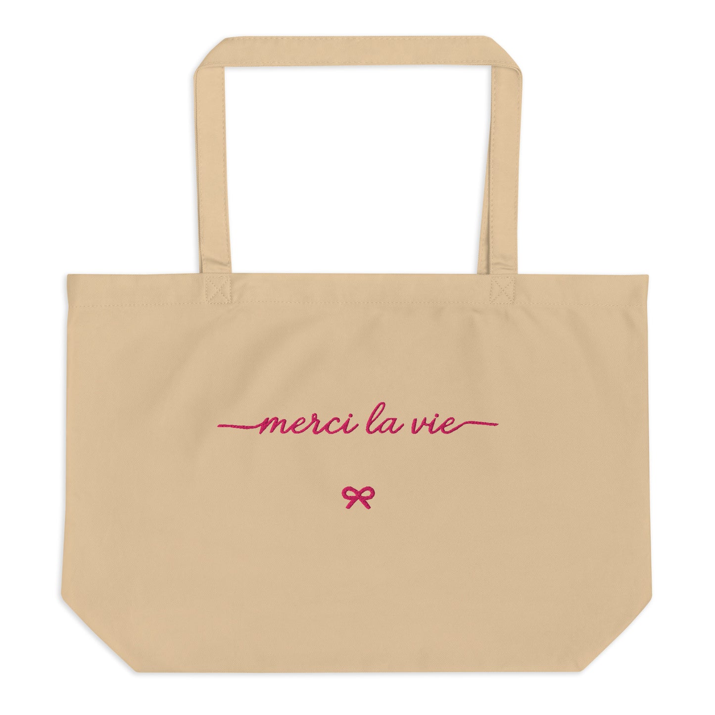 Tote Bag Grande Bio — Merci la Vie (ricamato)